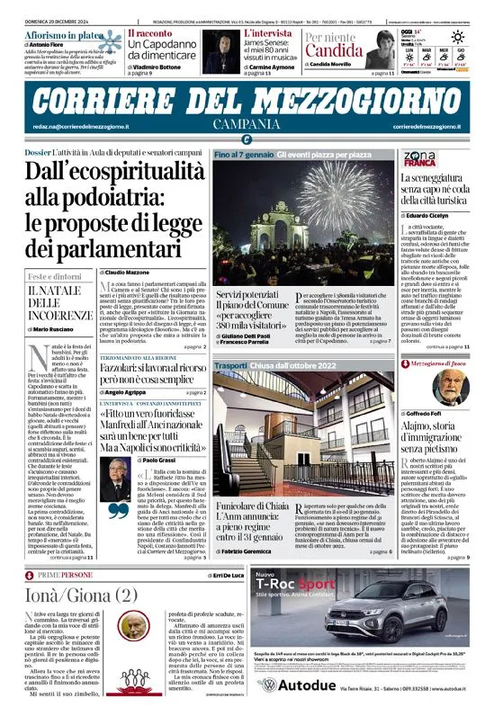 Prima-pagina-corriere del mezzogiorno-del-2024-12-29